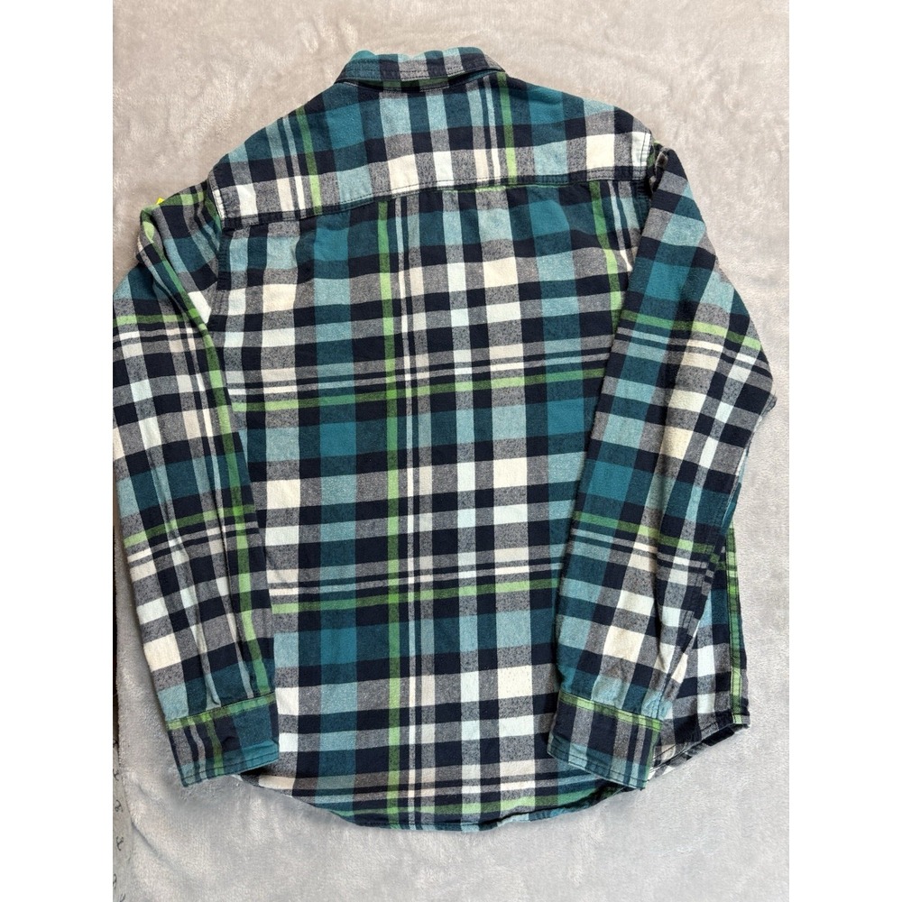 Aéropostale Men's M Regular Blue/Green/White Plaid Flannel Button-Up Pockets - Picture 4 of 6